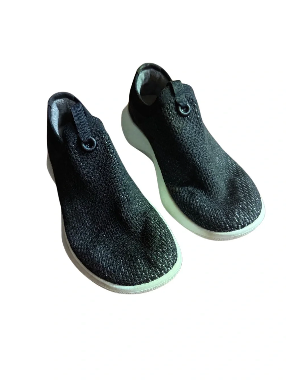 allbirds Men's Black Knit Slip-On Sneakers with White Sole